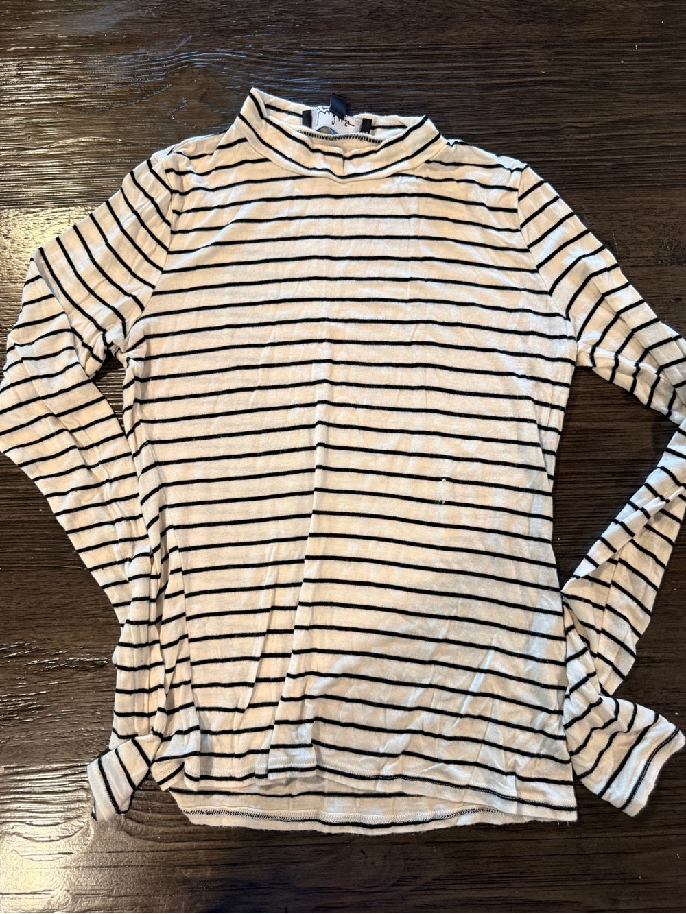 Lulu's Black & White Striped Mock Neck Top